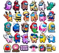 Lovelitlesix 30Pcs Among Us Shoe Decoration Charms for Croc Sandals Decoration Game Croc Charms for Kids Boys Teens Adults Men Party Gifts, Metal, No Gemstone, blue