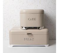 Lovello 2pc Kitchen Storage Set with Steel Cake Tin & Bread Bin in Cream Lovello Cream