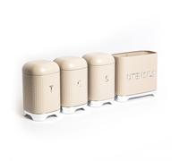 Lovello 4pc Storage Set Tea Coffee & Sugar Canisters & Utensil Store in Beige Lovello Beige