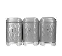 Lovello Kitchen Storage & Organisation, Coffee, Sugar, Tea, Textured 3 Canister Set, Gift boxed, Shadow Grey