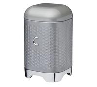 Kitchen Craft Coffee Canister Lovello Retro - Textured Geometric Hexagon, Secure Lid - Shadow Grey
