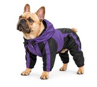Lovelonglong American Bully Pitbull Dog Hooded Raincoat, Bulldog Rain Jacket Poncho Waterproof Clothes with Hood Breathable 4 Feet Four Legs Rain Coats for Pugs English French Bulldog Purple B-S