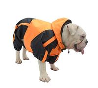 Lovelonglong American Bully Pitbull Dog Hooded Raincoat, Bulldog Rain Jacket Poncho Waterproof Clothes with Hood Breathable 4 Feet Four Legs Rain Coats for Pugs English French Bulldog Orange B-S