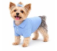 lovelonglong Basic Dog Polo Shirts Premium Cotton, Polo T-Shirts for Large Medium Small Dogs with a Two-button Collar Blank Color Sky-blue S