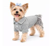 lovelonglong Basic Dog Polo Shirts Premium Cotton, Polo T-Shirts for Large Medium Small Dogs with a Two-button Collar Blank Color Gray XS
