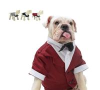 Lovelonglong Bulldog Costume Dog Suit Formal Tuxedo with Black Bow Tie Wedding Clothes for Pugs/French Bulldog/English Bulldog/American Pit Bull Brown B-XL