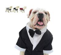 Lovelonglong Bulldog Costume Dog Suit Formal Tuxedo with Black Bow Tie Wedding Clothes for Pugs/French Bulldog/English Bulldog/American Pit Bull Black B-M