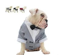Lovelonglong Bulldog Costume Dog Suit Formal Tuxedo with Black Bow Tie Wedding Clothes for Pugs/French Bulldog/English Bulldog/American Pit Bull Gray B-XL