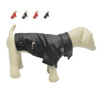 Lovelonglong Cool Dog Leather Jacket, Warm Coats Dogs Windproof Cold Weather Coats for Large Medium Small Dogs,Miniature PoodleSchnauzers Clothing Black XL