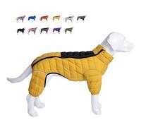 Lovelonglong Dog Coat Dog Warm Jacket, 4 Legs Covered Waterproof Windproof Reflective Warm Dog Vest, Zippered Adjustable Outdoor Dog Snow Jacket for Small Medium Large Dogs Yellow S