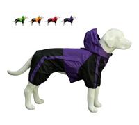 Lovelonglong Dog Hooded Raincoat, Large Dog Rain Jacket Poncho Waterproof Clothes with Hood Breathable 4 Feet Four Legs Rain Coats for Small Medium Large Pet Dogs Purple L-XL