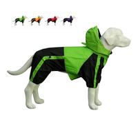 Lovelonglong Dog Hooded Raincoat, Small Dog Rain Jacket Poncho Waterproof Clothes with Hood Breathable 4 Feet Four Legs Rain Coats for Small Medium Large Pet Dogs Green L-XS
