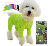 Lovelonglong Four Feet Dog Lightweight Pajamas, Pure Cotton Dog Jumpsuits 4 Legs Dog Onesies T-Shirt Stylish PJS Puppy Costume for Large Medium Small Dogs Green S