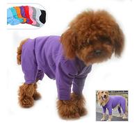Lovelonglong Four Feet Dog Lightweight Pajamas, Pure Cotton Dog Jumpsuits 4 Legs Dog Onesies T-Shirt Stylish PJS Puppy Costume for Large Medium Small Dogs Purple M