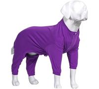 Lovelonglong Four Feet Dog Lightweight Pajamas, Pure Cotton Dog Jumpsuits 4 Legs Dog Onesies T-Shirt Stylish PJS Puppy Costume for Large Medium Small Dogs Purple XL
