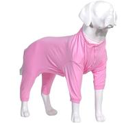 Lovelonglong Four Feet Lightweight Pajamas, Pure Cotton Jumpsuits, Onesies T-Shirt Stylish PJs Puppy Costume for Large Medium Small Dogs Pink XL