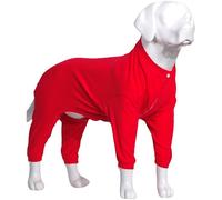 Lovelonglong Four Feet Lightweight Pajamas, Pure Cotton Jumpsuits, Onesies T-Shirt Stylish PJs Puppy Costume for Large Medium Small Dogs Red L