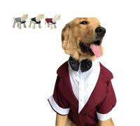 Lovelonglong Pet Costume Dog Suit Formal Tuxedo with Black Bow Tie for Large Medium Small Dogs Cat Wedding Clothes Reddish brown L