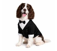 Lovelonglong Pet Costume Dog Suit Formal Tuxedo with Black Bow Tie for Medium Dogs Husky Clothing Black L-M