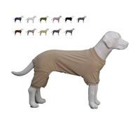 Lovelonglong Ribbed Dog Pajamas Cotton Knitted Dog Jumpsuits 4 Legged All Season Warm Pet Bodysuits for Large Medium Small Dogs Beige XL