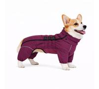 Lovelonglong Warm Dog Coat Double Layers Dog Vest, 4 Legs Covered Windproof Waterproof Reflective Warm Dog Vest Outdoor Skating Dog Costume for Corgis Dachshund Dog Purple D-S