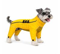 Lovelonglong Warm Dog Coat Double Layers Dog Vest, 5 Legs Covered Windproof Waterproof Reflective Warm Dog Vest Outdoor Skating Dog Costume for Small Medium Large Dogs Yellow XS