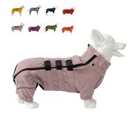 Lovelonglong Warm Dog Coat Double Layers Vest, 4 Legs Covered Windproof Waterproof Reflective Outdoor Skating Costume for Corgis Dachshund Lotus Pink D-L