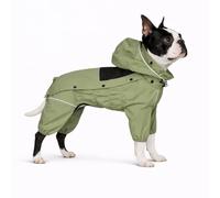 LOVELONGLONG Waterproof Dog Raincoat with Removable Hood - Outdoor Full Body Dog Jacket, Windproof Snowproof Shell Suit - All Season Pet Rain Gear Sage Green M