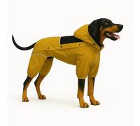 LOVELONGLONG Waterproof Dog Raincoat with Removable Hood - Outdoor Full Body Dog Jacket, Windproof Snowproof Shell Suit - All Season Pet Rain Gear Mustard Yellow S+