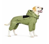 LOVELONGLONG Waterproof Dog Raincoat with Removable Hood - Outdoor Full Body Dog Jacket, Windproof Snowproof Shell Suit - All Season Pet Rain Gear Sage Green XL