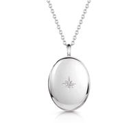 LOVELOX Lockets Women's Large Oval Locket With Clear Crystal in Silver LOVELOX Lockets Silver One Size