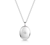 LOVELOX Lockets Women's Oval Locket With Clear Crystal in Silver LOVELOX Lockets Silver One Size