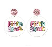 Lovely Acrylic Back To School Dangle Earring Resin First Day of School Grade Earrings Teacher Appreciation Jewelry, S, Zinc, No Gemstone