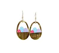 Lovely Acrylic Easter Egg Dangle Earrings Colorful Animal Spring Earrings Easter Outfit Basket Stuffers, Zinc, No Gemstone