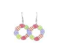 Lovely Acrylic Easter Egg Dangle Earrings Colorful Animal Spring Earrings Easter Outfit Basket Stuffers, Zinc, No Gemstone