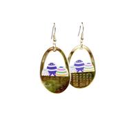 Lovely Acrylic Easter Egg Dangle Earrings Colorful Animal Spring Earrings Easter Outfit Basket Stuffers, Zinc, No Gemstone