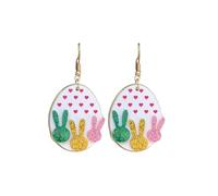 Lovely Acrylic Easter Egg Dangle Earrings Colorful Animal Spring Earrings Easter Outfit Basket Stuffers, Zinc, No Gemstone