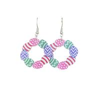 Lovely Acrylic Easter Egg Dangle Earrings Colorful Animal Spring Earrings Easter Outfit Basket Stuffers, Zinc, No Gemstone