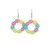Lovely Acrylic Easter Egg Dangle Earrings Colorful Animal Spring Earrings Easter Outfit Basket Stuffers, Zinc, No Gemstone
