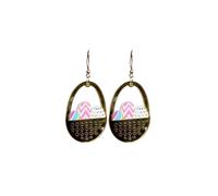 Lovely Acrylic Easter Egg Dangle Earrings Colorful Animal Spring Earrings Easter Outfit Basket Stuffers, Zinc, No Gemstone
