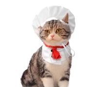 Lovely Adjustable Chef Costume Set for Cats Dogs Breathable Funny Cape Hat with Non-Slip Design for Halloween Cosplay Costume Accessories Photo Prop (Size L, White)