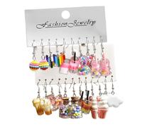 Lovely And Realistic Milk Teas Drink Earrings Pack Of 11 Portable Jewelry Accessory For Parties Supplies Trendy Women Artificial Food Earrings