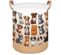 Lovely Animal Dog Pattern Laundry Hamper with Handles, Waterproof Oxford Fabric Clothes Basket Large Collapsible Dirty Clothes Organizer for Bathroom Bedroom Closet Nursery