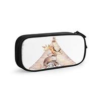 Lovely Animals Large Capacity Pen Pencil Case Watercolor Cute Cartoon Giraffe Bear Owl Deer Mouse Wild Forest Simple Stationery Bag Holder for School Office Student Girls Boys