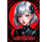 Lovely Anime Girl Face Sketchbook: Lovely Anime Girl Face Sketchbook Cover, 112 Pages, 8.5 x 11 Page Size, 110 Blank Pages, Black and red background, Anime Girl Art Sketchbook For All.