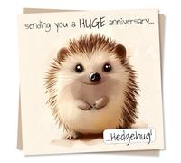 Lovely Anniversary Card For Partner - Hedgehog Lover - Animal, Pet - Hedgehug, Funny and Lighthearted - For Husband, Wife, Girlfriend, Boyfriend