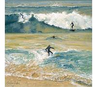Lovely Artistic Male Blank Greeting Card From the Classics Range - Surfers on the Crest by Timothy Easton - Greeting Card For Him - Suitable For Birthdays and Other Occasions (MG-340524KZH)