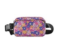 Lovely Axolotl Pattern Women Men Stylish Crossbody Bag Waist Packs for Cycling Hiking Gym, Floral Pattern Cute Simple Flowers, One Size