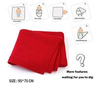Lovely Baby Knit Pure Blanket, Odot Boys and Girls Soft Warm Swaddle Sleeping Square Throw Blankets Toddler Knitted Patterns Pram Cot Bed Textured Sleep Blanket (Red,95 x 75 cm)