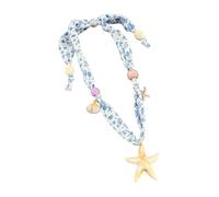 Lovely Beachy Necklace Floral Scarf Neckchain with Shell and Sea Star Detailing for Effortless Styling Clavicle Chain for Women, One Size, as described, as described